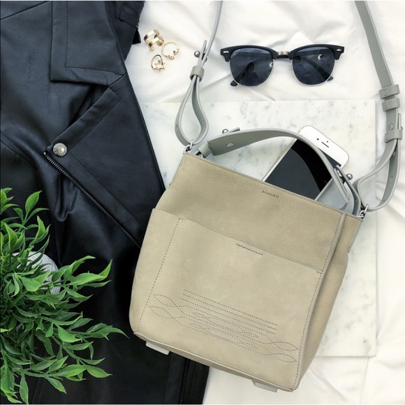 All Saints Handbags - NWT All Saints Grey Mini Leather Tote Crossbody